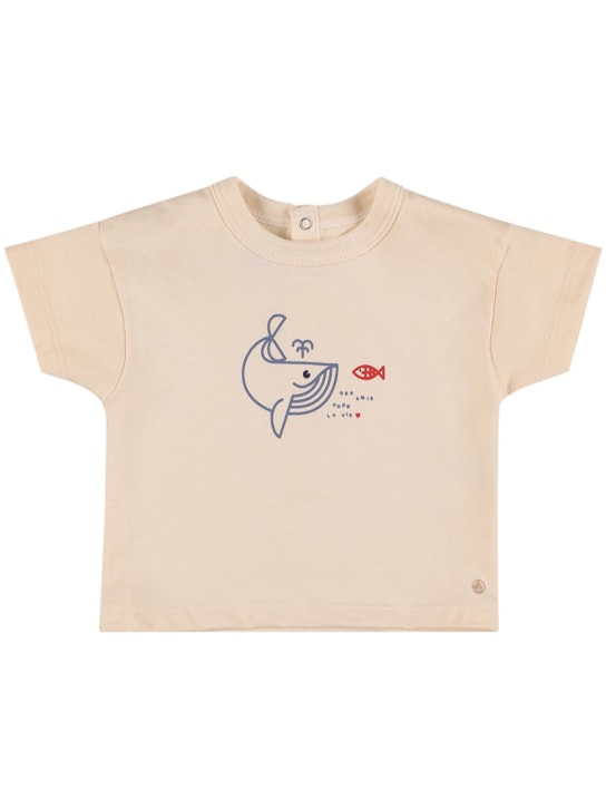 Petit Bateau: T-shirt in cotone con stampa - Off White - kids-girls_0 | Luisa Via Roma