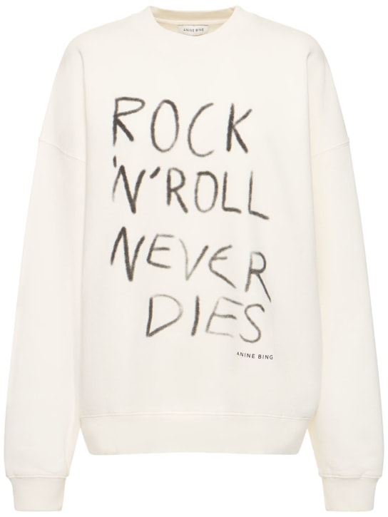 ANINE BING: Sweat-shirt en coton Miles Rock n Roll - Blanc - women_0 | Luisa Via Roma