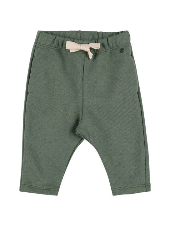 Petit Bateau: Pantalones de felpa de algodón - Verde - kids-girls_0 | Luisa Via Roma
