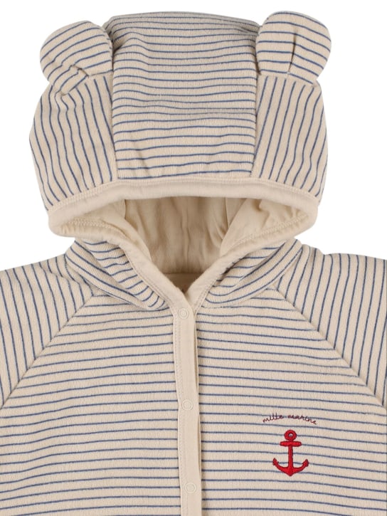 Konges Sløjd: Organic cotton hooded jumpsuit - Beige/Blue - kids-boys_1 | Luisa Via Roma