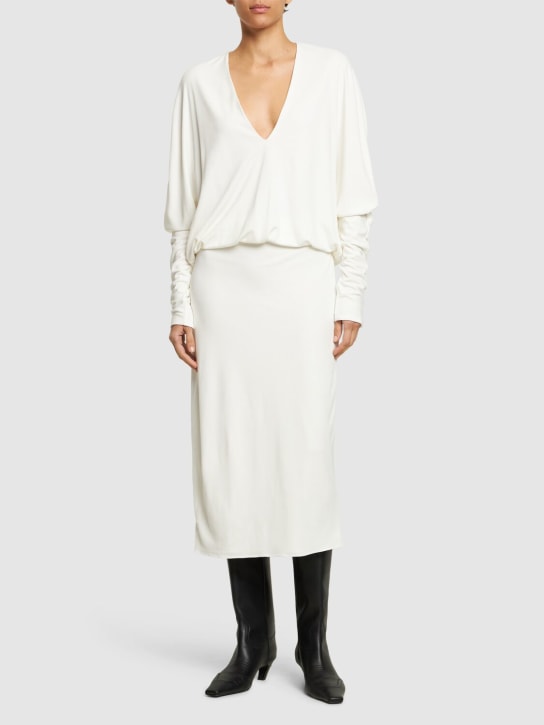Interior: The Clara viscose midi dress - White - women_1 | Luisa Via Roma