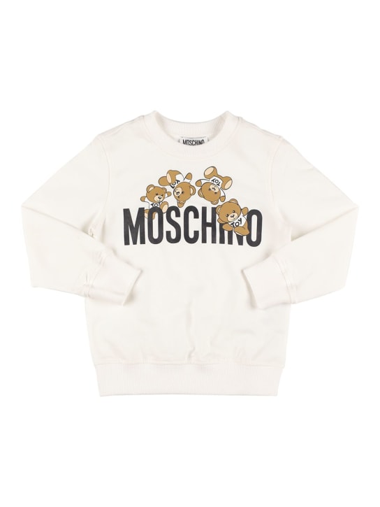 Moschino: 코튼 크루넥 스웨트셔츠 - 화이트 - kids-boys_0 | Luisa Via Roma