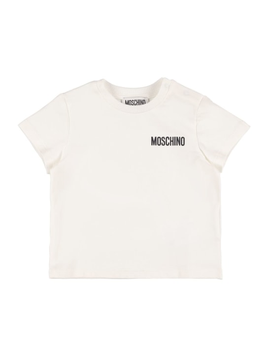 Moschino: 코튼 저지 티셔츠 & 스웻 셔츠 - 화이트/레드 - kids-boys_1 | Luisa Via Roma