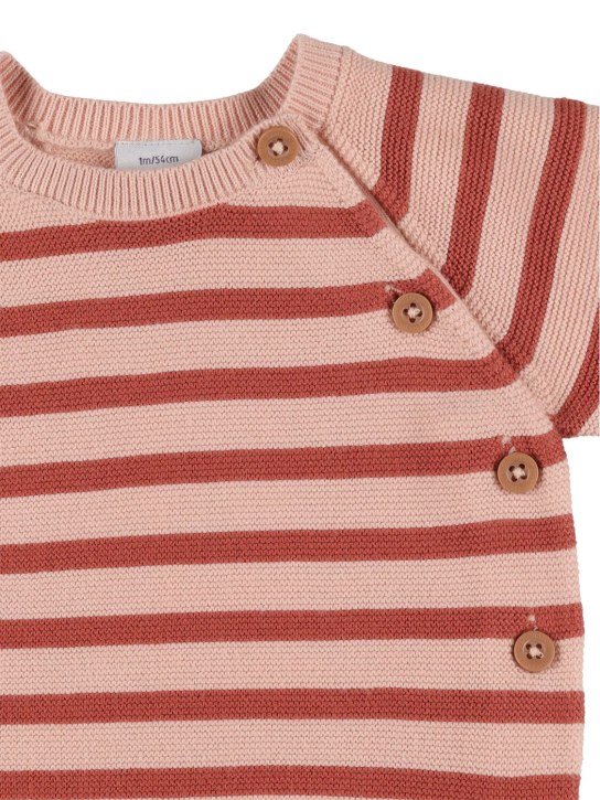 Petit Bateau: Cotton tricot cardigan & pants - Pink/Red - kids-girls_1 | Luisa Via Roma