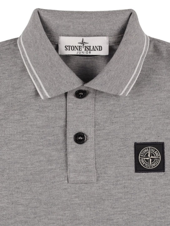 Stone Island: Camiseta polo de algodón piqué - Gris - kids-boys_1 | Luisa Via Roma