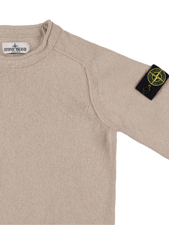 Stone Island: Organic cotton knit sweater - Beige - kids-boys_1 | Luisa Via Roma