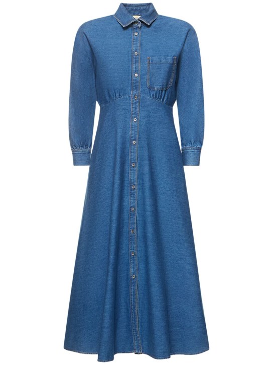 Weekend Max Mara: Yemen cotton denim l/s midi shirt dress - Blue - women_0 | Luisa Via Roma