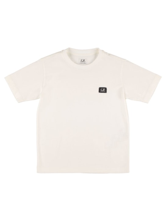 C.P. Company: T-shirt en jersey de coton à imprimé logo - Blanc - kids-boys_0 | Luisa Via Roma