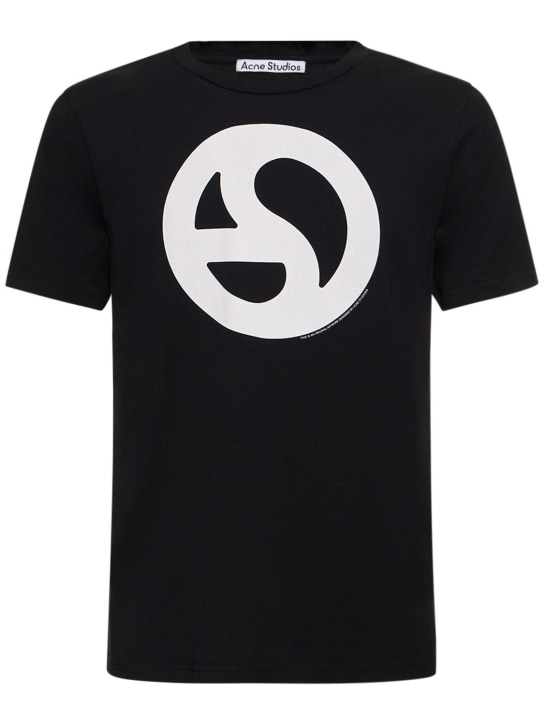Acne Studios: Everest monogram cotton blend t-shirt - Black - men_0 | Luisa Via Roma