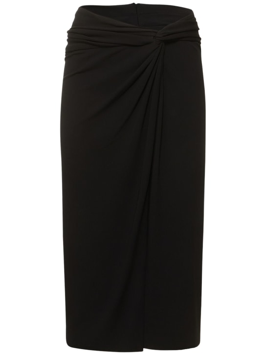 Michael Kors Collection: Draped matte viscose jersey midi skirt - Black - women_0 | Luisa Via Roma