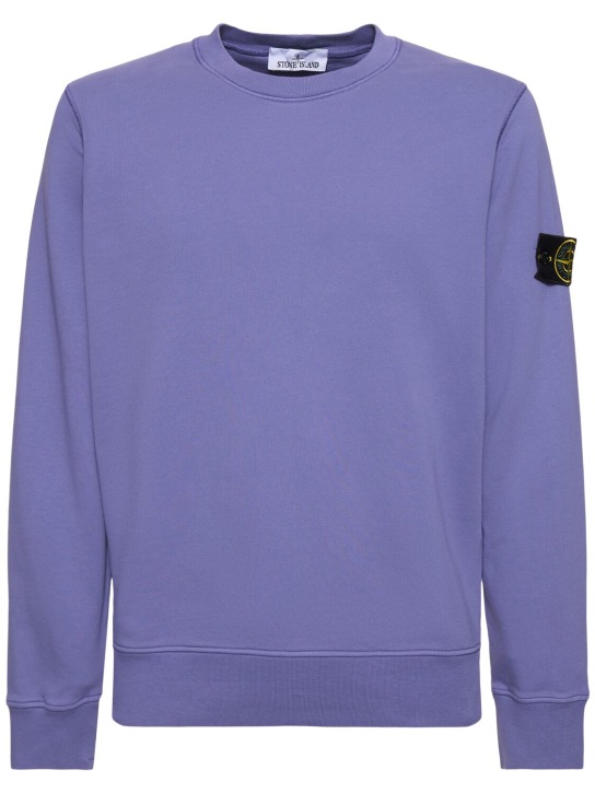 Stone Island: Brushed cotton sweatshirt - Lavender - men_0 | Luisa Via Roma