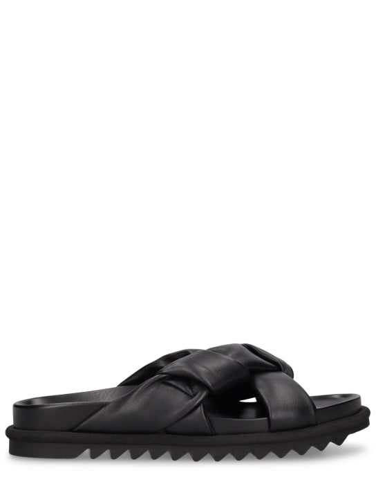 Dries Van Noten: Leather smooth sandals - Black - men_0 | Luisa Via Roma