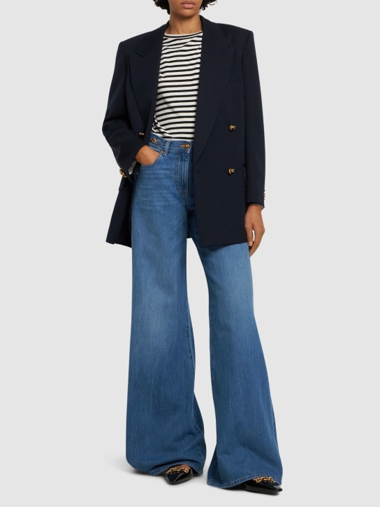 Versace: Jeans in denim - Blu - women_1 | Luisa Via Roma