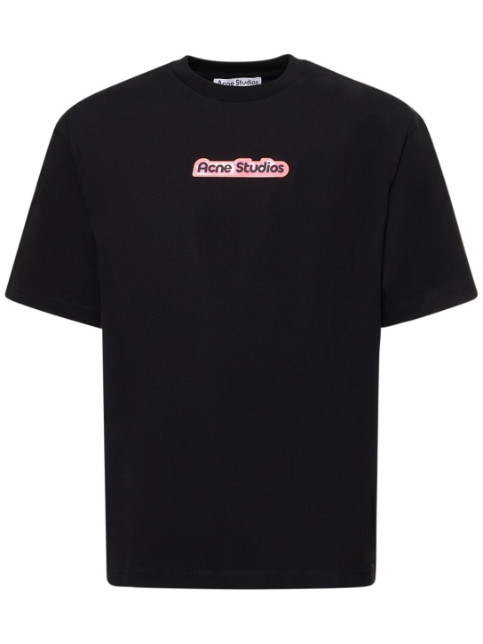 Acne Studios: T-Shirt aus Baumwolle mit Logo „Extorr Ski“ - Schwarz - men_0 | Luisa Via Roma