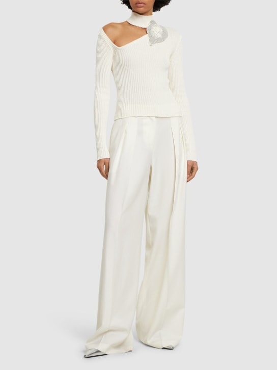 Giuseppe Di Morabito: Embellished cotton top - White - women_1 | Luisa Via Roma