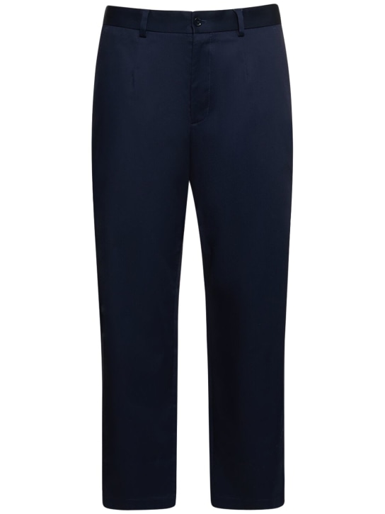 Dolce&Gabbana: Wide cotton gabardine chino pants - Blue Scurissimo - men_0 | Luisa Via Roma