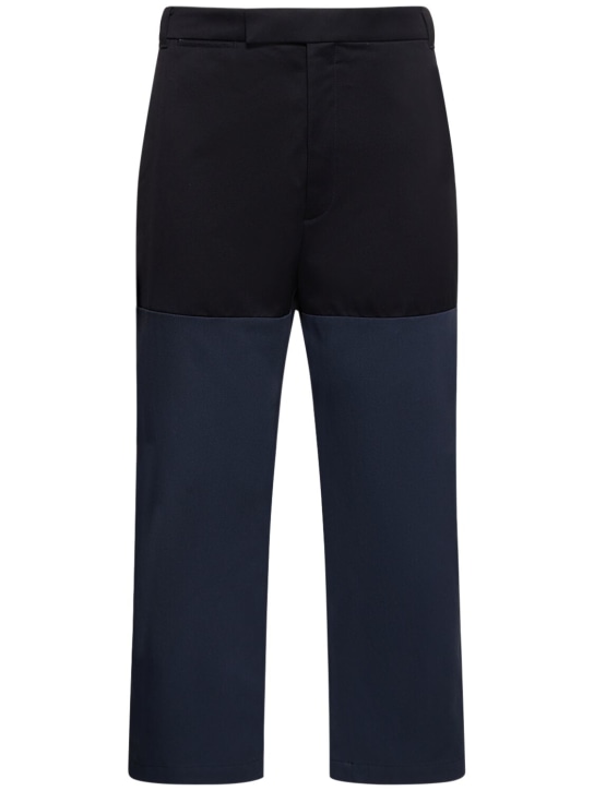 Thom Browne: Unconstructed cotton straight leg pants - Navy - men_0 | Luisa Via Roma