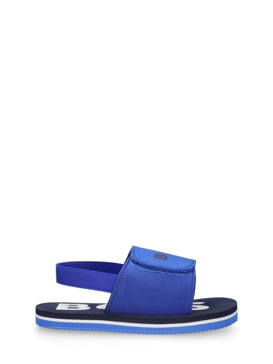 Boss: Sandaletten mit elastischem Riemen und Logo - Blau - kids-boys_0 | Luisa Via Roma