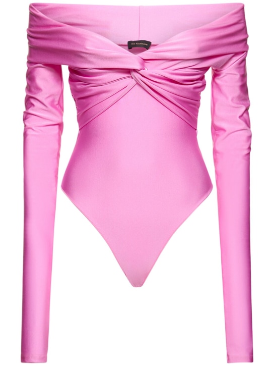 The Andamane: Kendall off the shoulder Lycra bodysuit - Pink - women_0 | Luisa Via Roma