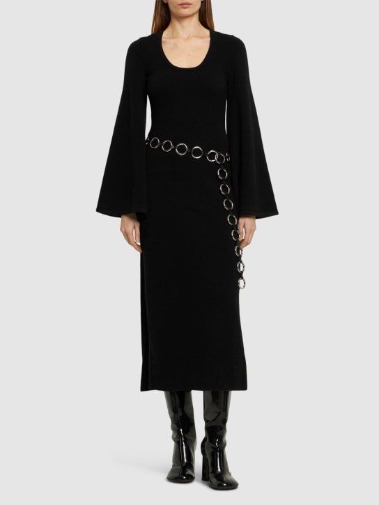 Michael Kors Collection: Vestido midi de cashmere - Negro - women_1 | Luisa Via Roma