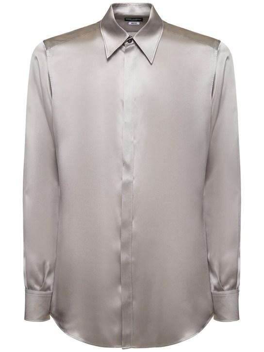 Dolce&Gabbana: Silk satin shirt - Grey - men_0 | Luisa Via Roma