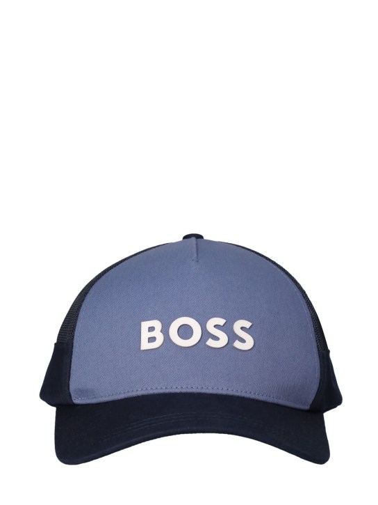 Boss: Cotton twill & mesh baseball hat - Blue/Navy - kids-boys_0 | Luisa Via Roma