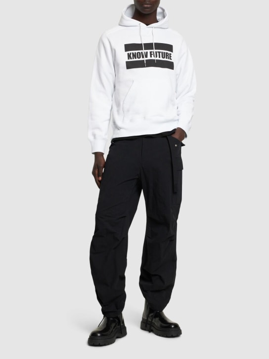 Sacai: Know Future printed hoodie - White - men_1 | Luisa Via Roma