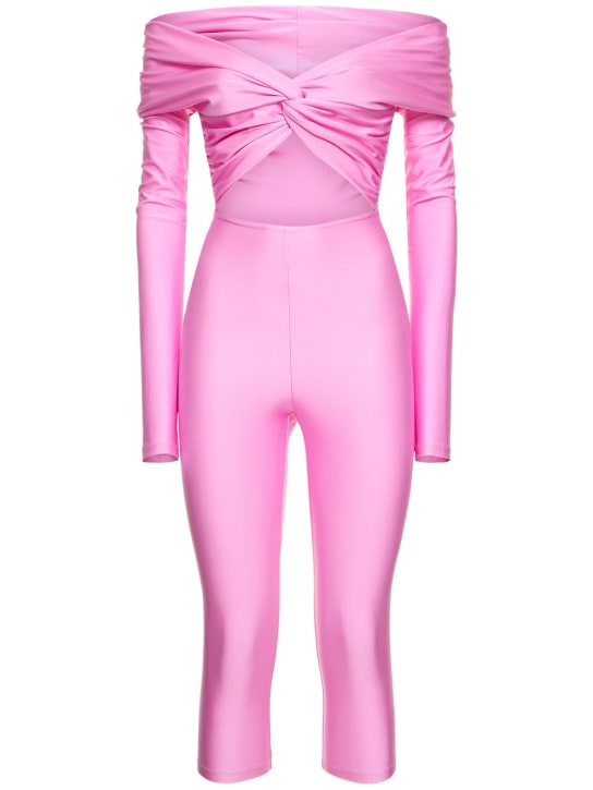 The Andamane: Kendall shiny Lycra long sleeve jumpsuit - Pink - women_0 | Luisa Via Roma