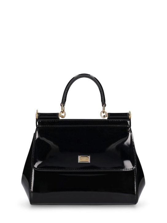 Dolce&Gabbana: Small Sicily leather top handle bag - Black - women_0 | Luisa Via Roma