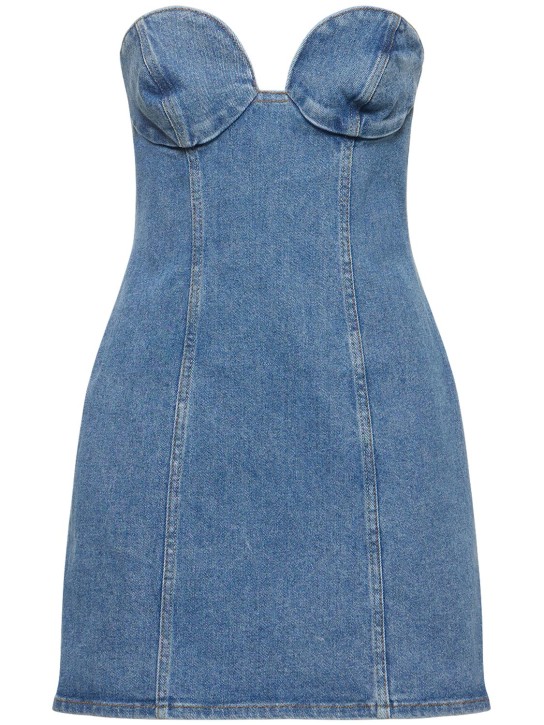 Magda Butrym: Denim bustier strapless mini dress - Blue - women_0 | Luisa Via Roma
