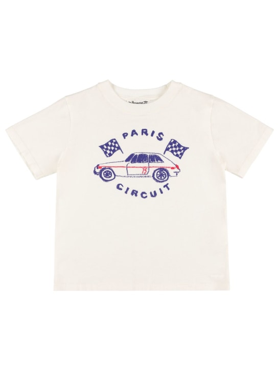 Bonpoint: Embroidered cotton jersey t-shirt - White - kids-boys_0 | Luisa Via Roma