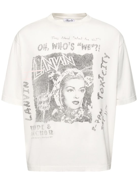 Lanvin: Printed short sleeve t-shirt - White Mustang - men_0 | Luisa Via Roma
