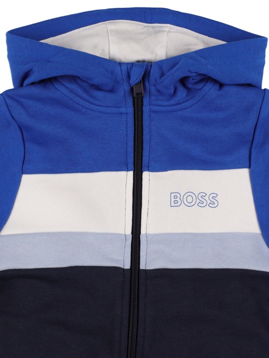 Boss: Logo print hoodie & sweatpants - Blue - kids-boys_1 | Luisa Via Roma