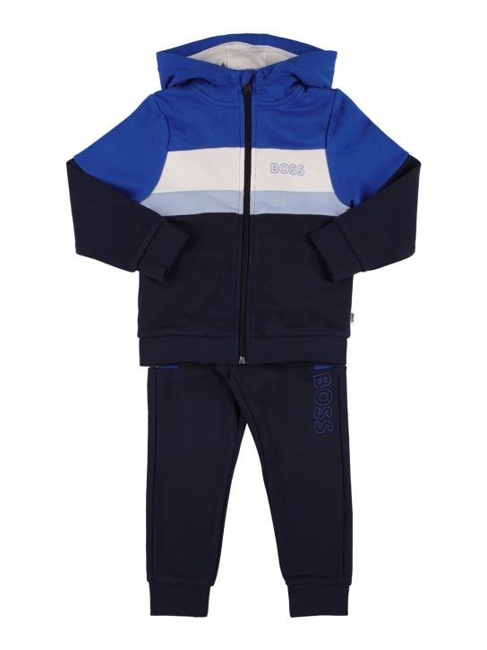 Boss: Logo print hoodie & sweatpants - Blue - kids-boys_0 | Luisa Via Roma