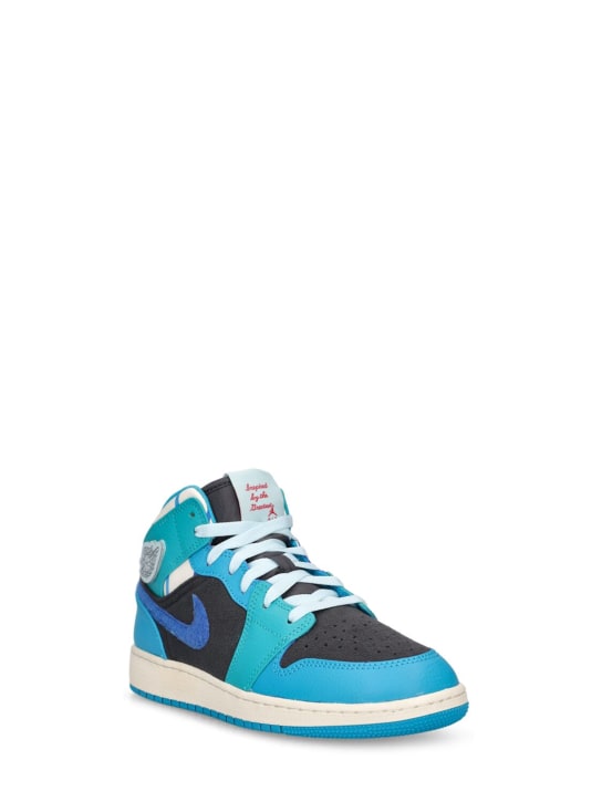 Nike: Sneakers Air Jordan 1 Mid - Anthracite/Glacier Blue - kids-boys_1 | Luisa Via Roma