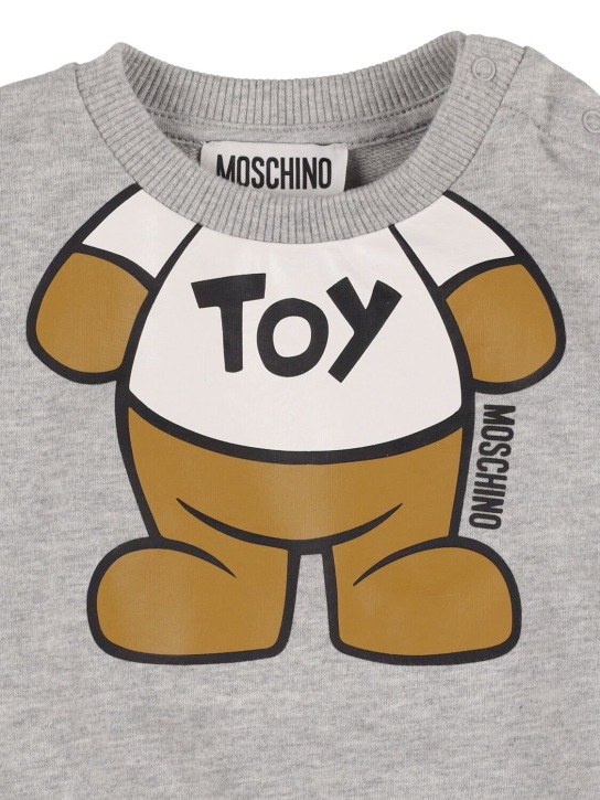 Moschino: Sweat-shirt en coton à col rond - Gris - kids-girls_1 | Luisa Via Roma