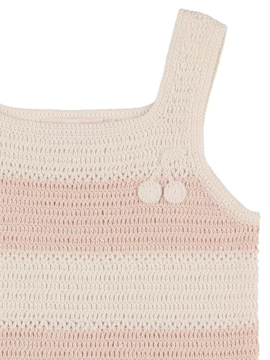Bonpoint: Hand-crocheted cotton crop top - Pink - kids-girls_1 | Luisa Via Roma