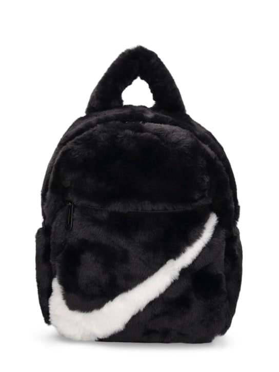 Nike: Futura 365 faux fur mini backpack - Black/Black/Whi - men_0 | Luisa Via Roma