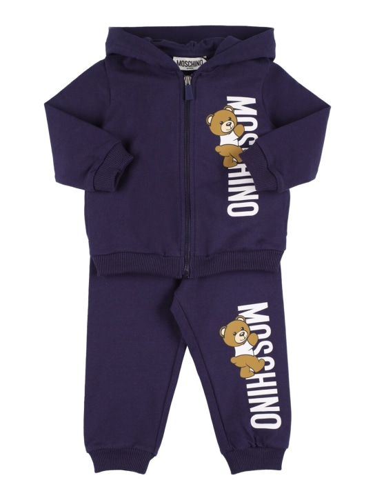 Moschino: Cotton zip sweatshirt & sweatpants - Navy - kids-girls_0 | Luisa Via Roma