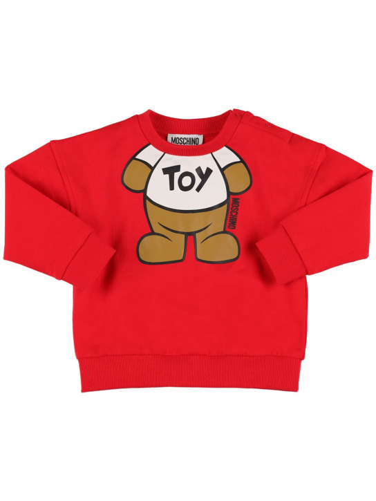 Moschino: Cotton crewneck sweatshirt - Red - kids-boys_0 | Luisa Via Roma