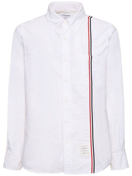 Thom Browne: Straight fit button down shirt - White - men_0 | Luisa Via Roma