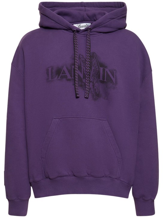 Lanvin: Sweat-shirt à capuche - Purple Reign - men_0 | Luisa Via Roma