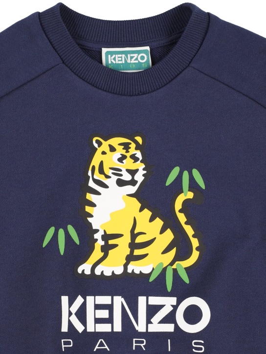Kenzo Kids: Sudadera de felpa de algodón - Azul Marino - kids-girls_1 | Luisa Via Roma