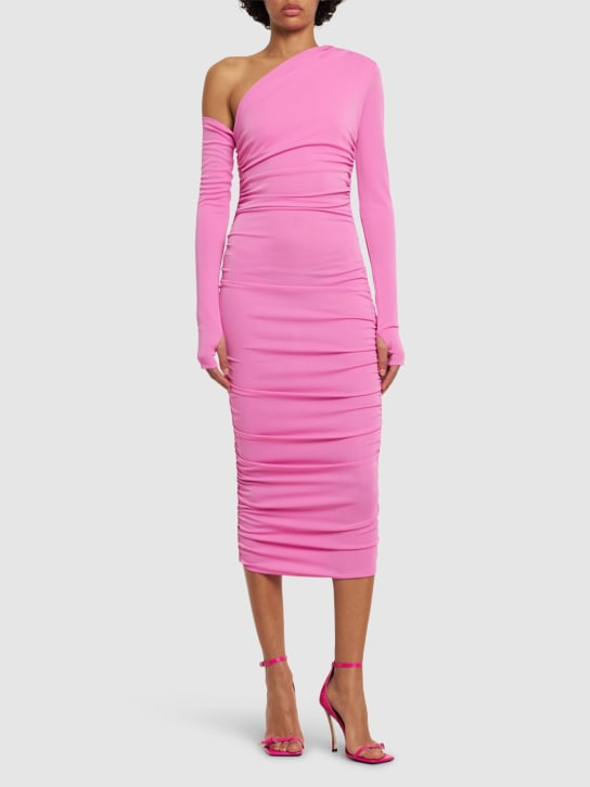 The Andamane: Olimpia draped asymmetric midi dress - Pink - women_1 | Luisa Via Roma