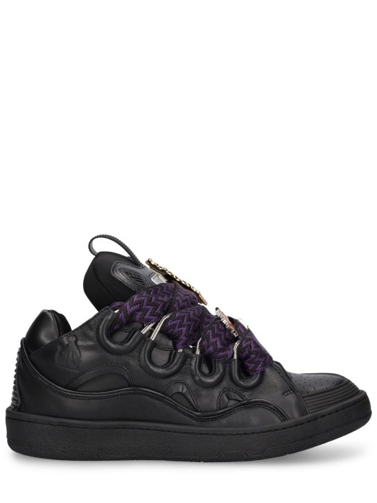 Lanvin: Curb Leather and Pins sneakers - Black - women_0 | Luisa Via Roma