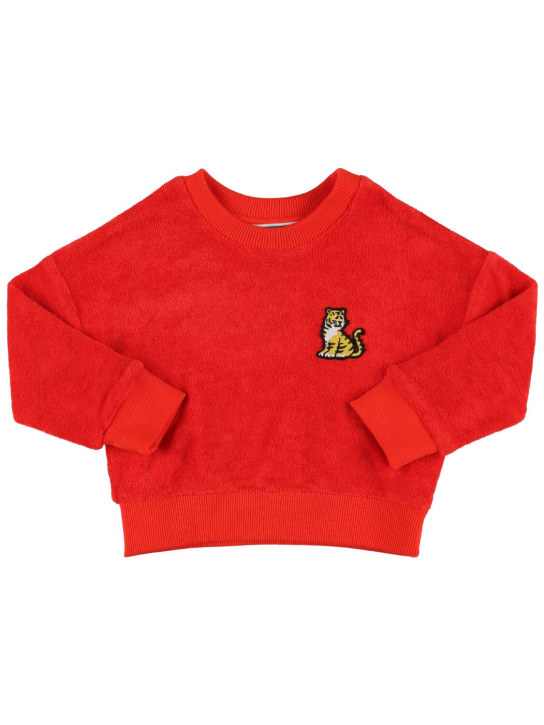 Kenzo Kids: Cotton blend terry crewneck sweatshirt - Red - kids-girls_0 | Luisa Via Roma