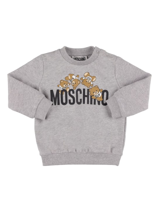 Moschino: 코튼 크루넥 스웨트셔츠 - 그레이 - kids-boys_0 | Luisa Via Roma