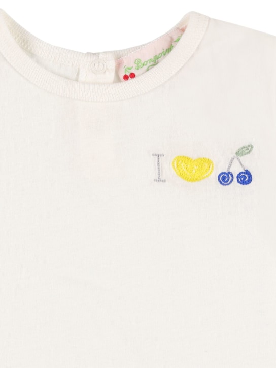 Bonpoint: T-shirt in jersey di cotone con ricamo - Bianco - kids-girls_1 | Luisa Via Roma
