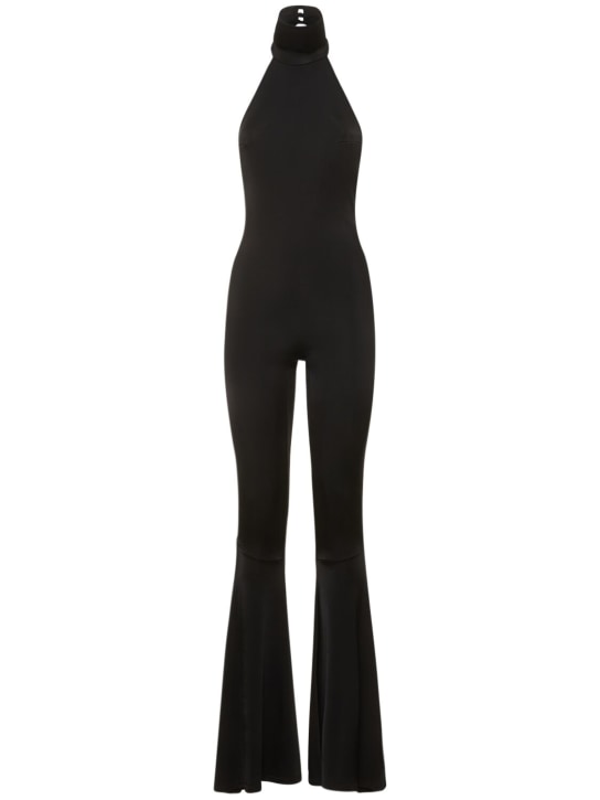 The Andamane: Priscilla stretch viscose flare jumpsuit - Black - women_0 | Luisa Via Roma