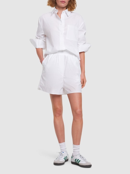The Frankie Shop: Lui organic cotton poplin boxer shorts - White - women_1 | Luisa Via Roma
